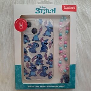 Disney Stitch iPhone 13, 14, 15 Case with Beaded Strap